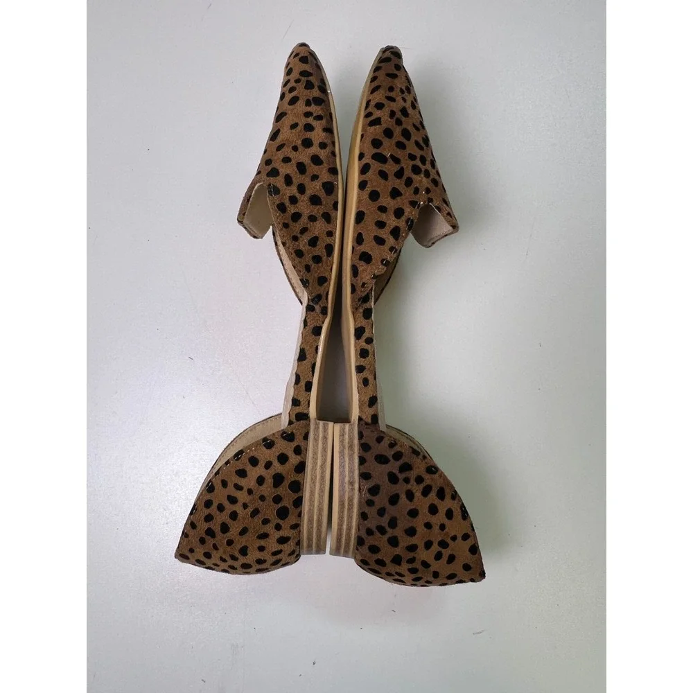 Isaac Mizrahi New York Leopard Print‎ D'Orsay Pointed Toe Scalloped Flats 7.5